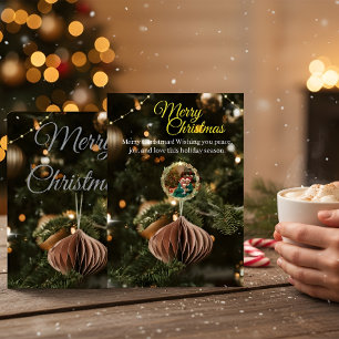 Green Christmas Card with Family Photo