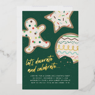 Green Christmas Cookie Decorating Party Invitation