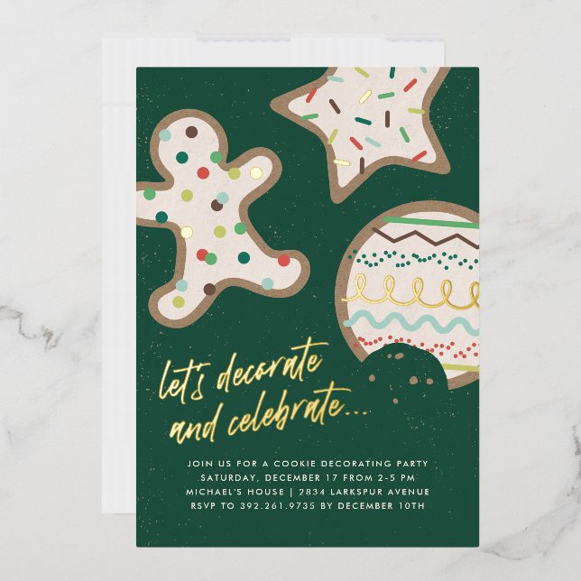 Green Christmas Cookie Decorating Party Invitation (Envelope)