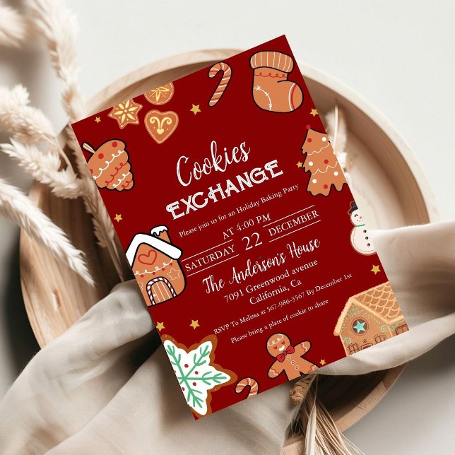 Green Christmas Cookie Exchange Christmas Party  Invitation (Creator Uploaded)