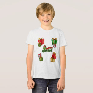 Green Christmas Creature with Gift Boxes Tri-Blend Shirt