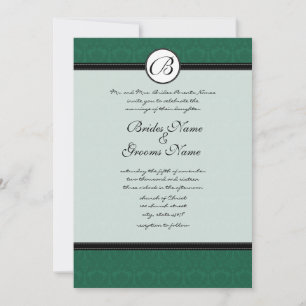 Green Christmas Damask Holiday Wedding Invitations