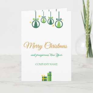 Green Christmas decoration and gifts company Holiday Card