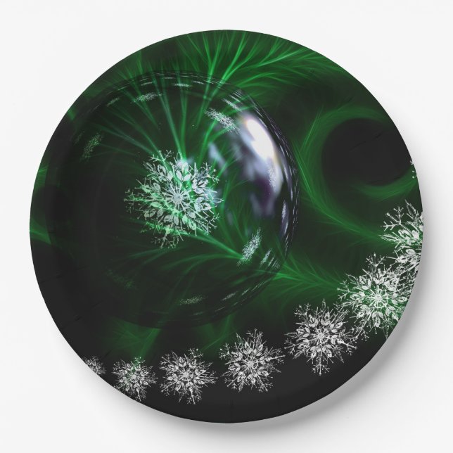 Green christmas decoration paper plate (Front)