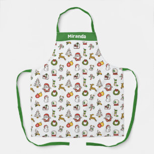 Green Christmas Doodles Apron