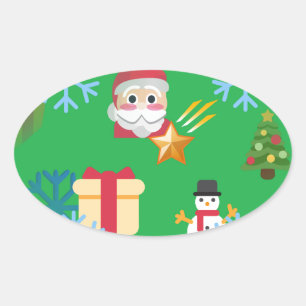 green christmas emoji oval sticker