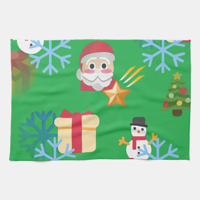 green christmas emoji tea towel (Horizontal)
