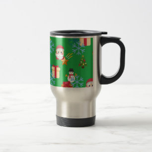 green christmas emoji travel mug