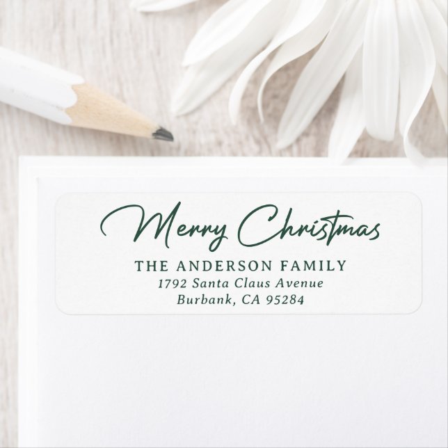 Green Christmas Family Return Address Labels (Insitu)