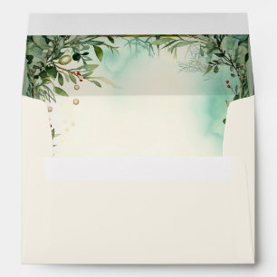 Green Christmas Flowers  Envelope