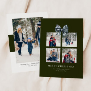 Green Christmas Gift Box Collage with Ribbon Bow Holiday Card
