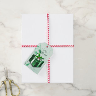 Green Christmas Gift Box Gift Tag