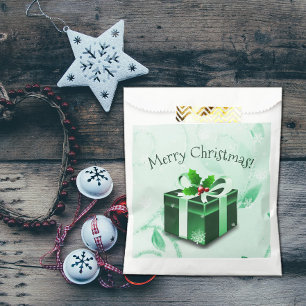 Green Christmas Gift Favour Bags