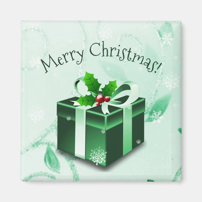 Green Christmas Gift Magnet (Front)