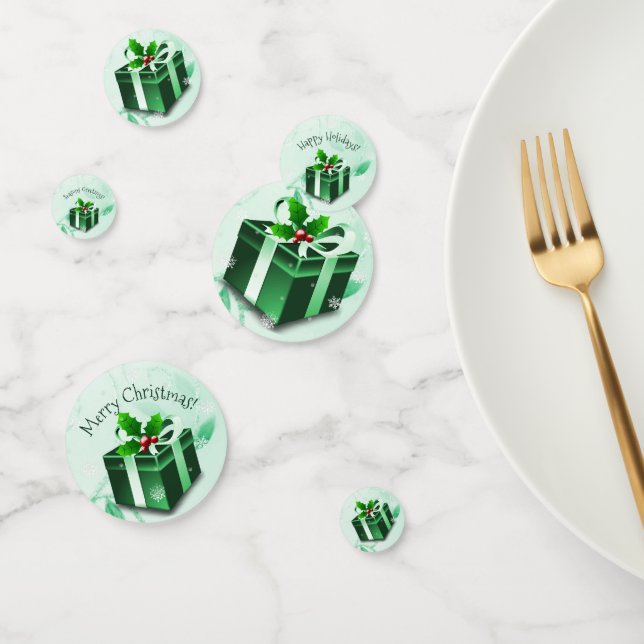 Green Christmas Gift Table Confetti (Group)