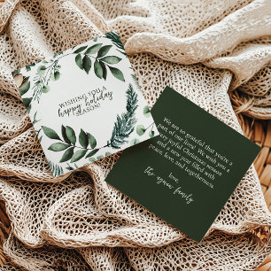 Green Christmas Greenery and Pine Holiday Card