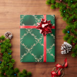 Green Christmas Holiday Gold Damask Gift Wrapping Paper<br><div class="desc">Elegant emerald green with faux gold glitter damask pattern for a beautiful and elegant Christmas gift wrap.  Many other companion papers to blend with this beautiful paper.</div>