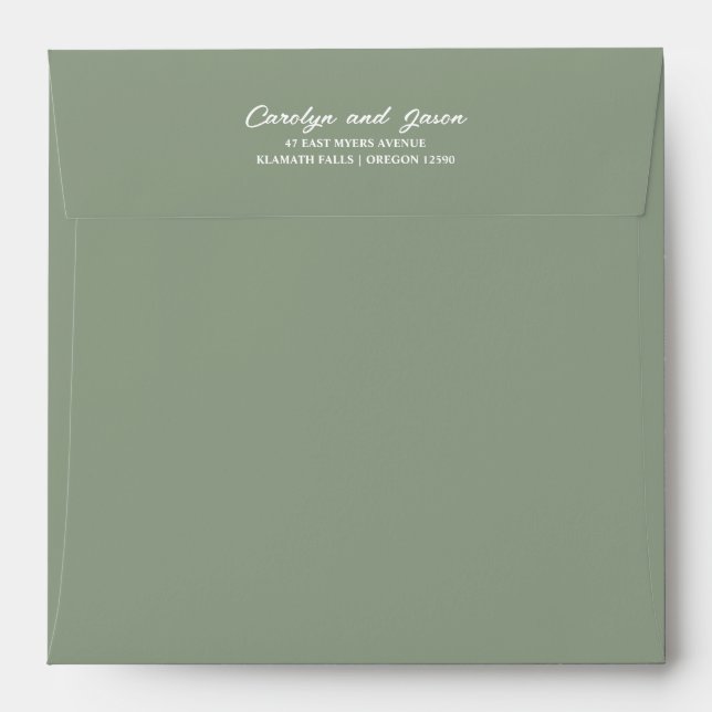 Green Christmas Holiday Return Address Script Envelope (Back (Top Flap))