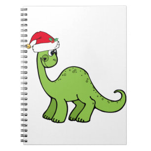 Green Christmas Kids Dinosaur Santa Spiral Notebook