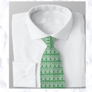 Green Christmas Knit Sweater Design  Tie