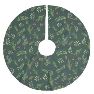 Green Christmas modern minimal botanical gift  Brushed Polyester Tree Skirt