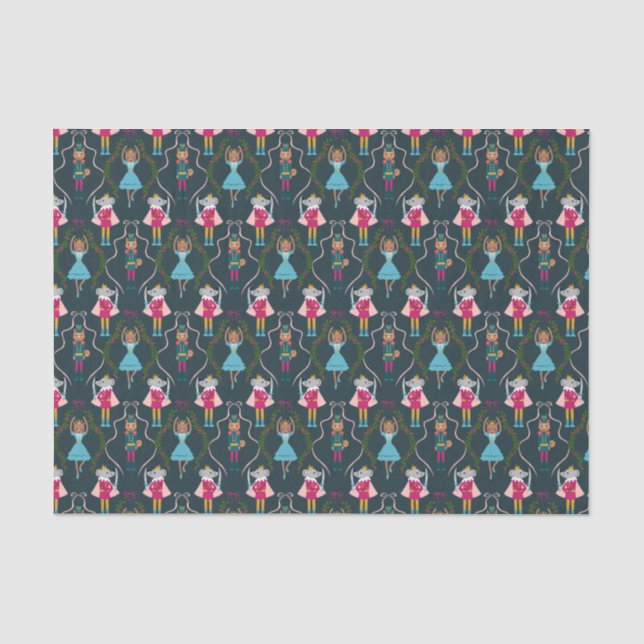 Green Christmas Nutcracker Pattern Tissue Paper (Front)
