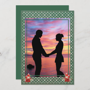 Green Christmas One Photo Snowflake Holiday Card