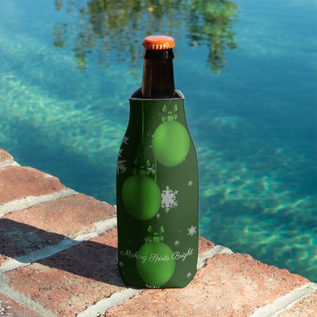 Green Christmas Ornaments Bottle Cooler (In Situ Pool)
