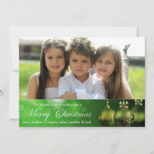 Green Christmas Ornaments Holiday Card
