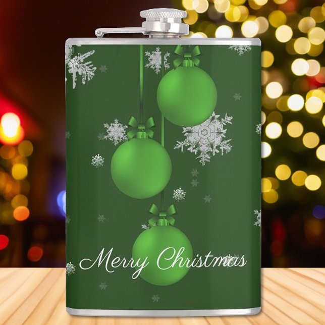 Green Christmas Ornaments Holiday Flask (Green Christmas Ornaments Holiday Flask)