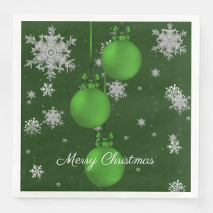 Green Christmas Ornaments Paper Napkin