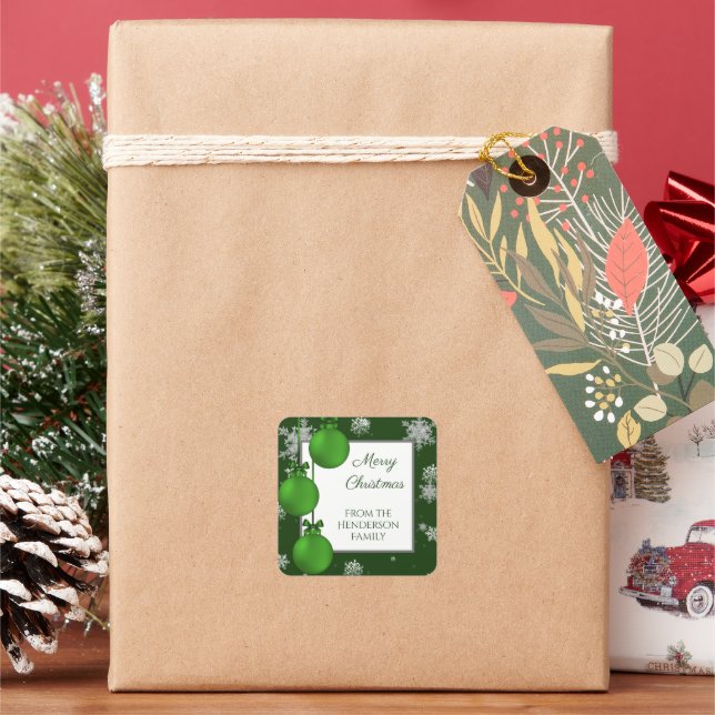 Green Christmas Ornaments Sticker (Holiday)
