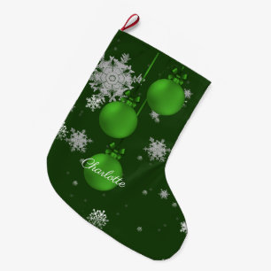 Green Christmas Ornaments Stocking