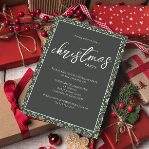 Green Christmas Party Snowflake Invitation