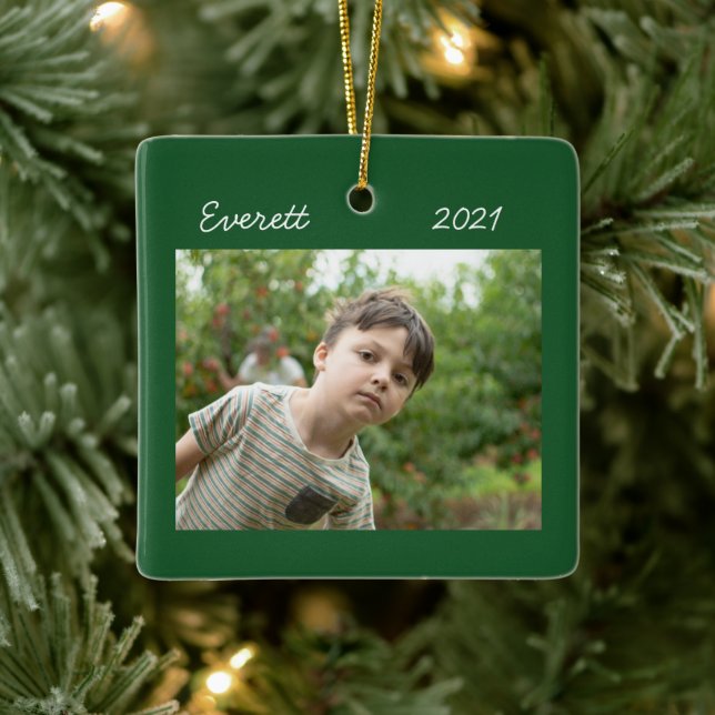 Green Christmas Photo Ornament (Tree)
