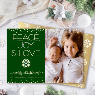 Green Christmas Photo Peace Joy Love Real Gold