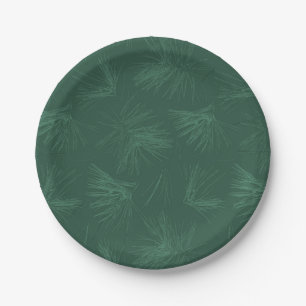Green Christmas Pine Tree Needles Paper Plate