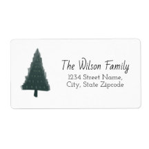 Green Christmas Pine Tree Return Address Label