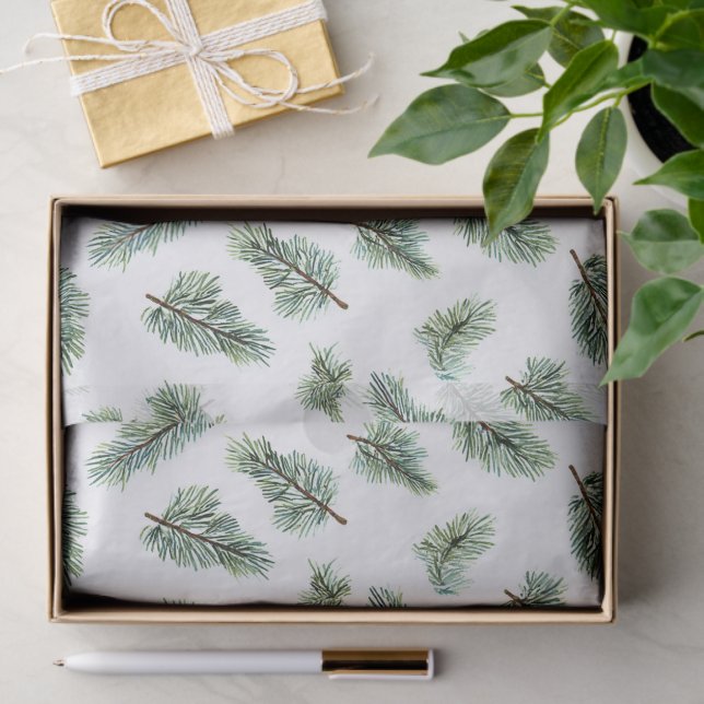 Green Christmas Pine Tree  Tissue Paper (Gift)
