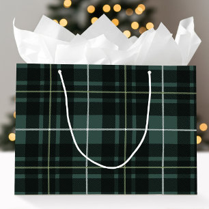 Green Christmas Plaid Classic Holiday Large Gift Bag