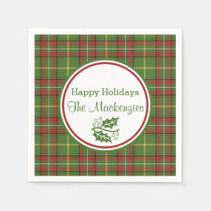 Green Christmas Plaid Custom Napkin