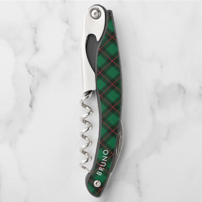 Green Christmas plaid pattern Corkscrew (Front)