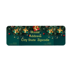 Green Christmas Return Address Label