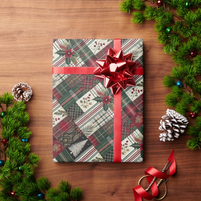 Green Christmas Rustic Plaid Wrapping Paper (Holiday Gift)