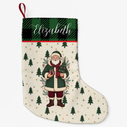 Green Christmas Santa Personalised Name Stocking