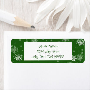 Green Christmas Snowflakes Label