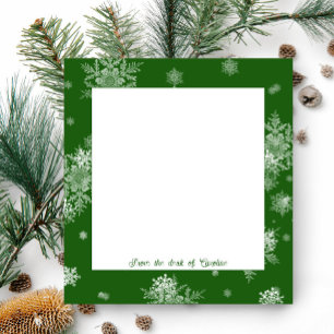 Green Christmas Snowflakes Notepad