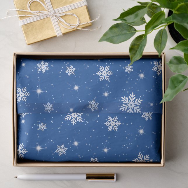 Green Christmas Stars Snowflakes Pattern Tissue Paper (Gift)