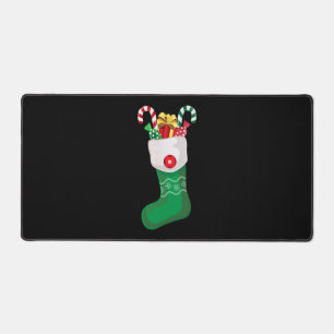 Green Christmas Stocking Desk Mat