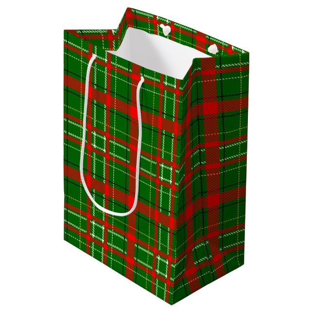 Green Christmas Tartan Plaid Pattern Design  Medium Gift Bag (Creator Uploaded)